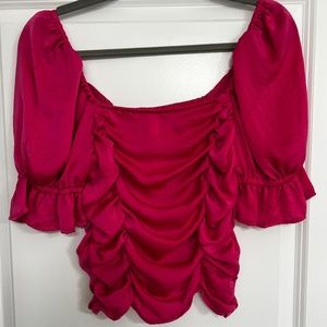 Hot pink puff sleeve top